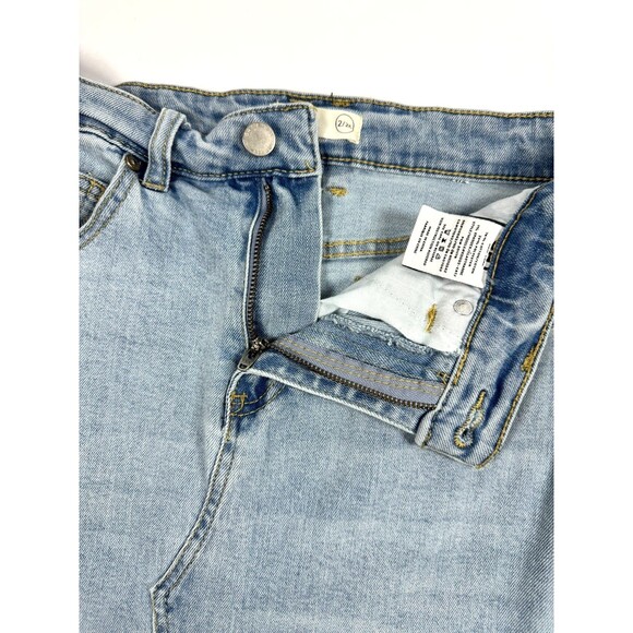 OAT New York Denim Midi Skirt 2 / 26 Blue Light Wash Front Slit Stretch - Picture 9 of 14